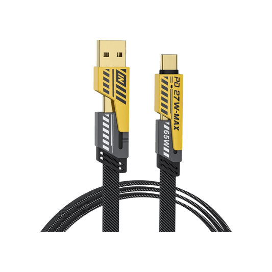 Quad Max 4 in 1 Metal Flat Braided Cable (Grey)